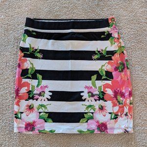 Black and White Striped Pink Floral Aeropostale Skirt Size XS